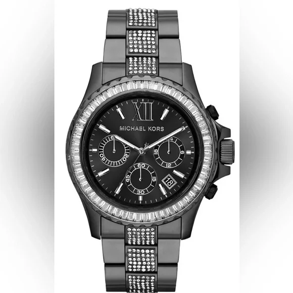 Michael Kors Silver and Black Crystal Accent Chronograph Watch Michael Kors Whitney Chronograph Crystals Silver Dial Silver  main image 2